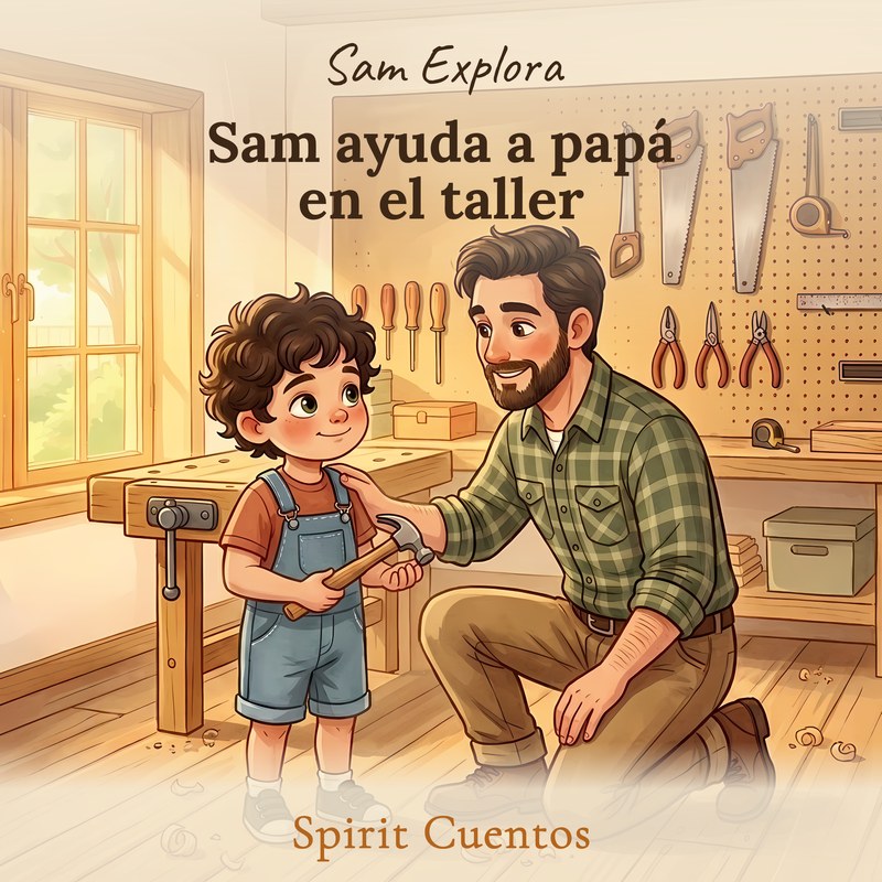 Tapa del cuento Sam ayuda a papá en el taller
